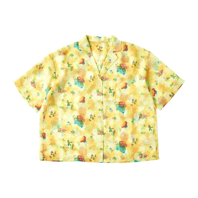 Sheer Open-Collar Shirt Free Size Pokémon Spring Full Bloom