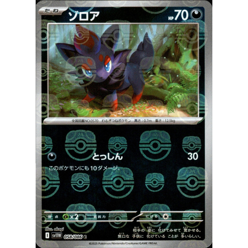 Zorua MB 058/086 SV11W White Flare Pokémon Card