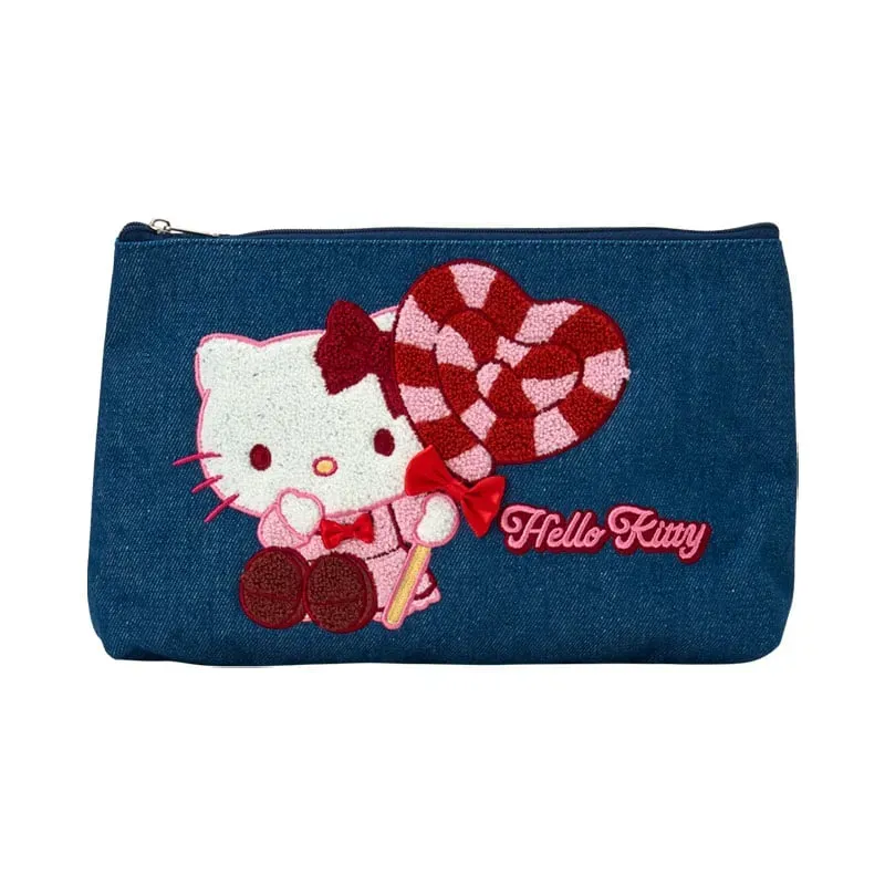 Pouch Hello Kitty Denim Chenille Embroidery