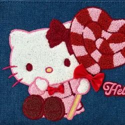 Pouch Hello Kitty Denim Chenille Embroidery